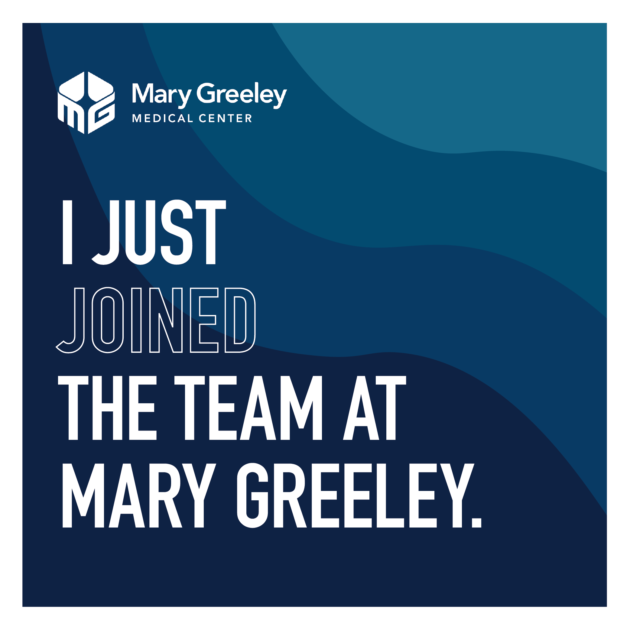 New Hire Graphic, Blue Wave background - I just accepted a position at Mary Greeley. 